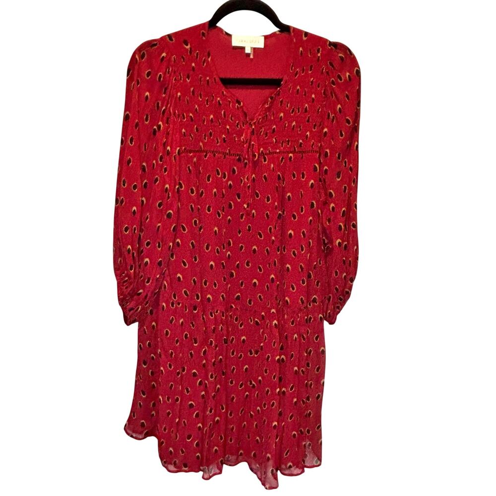 Caballero Red Printed Long Sleeve Mini Dress - size Medium